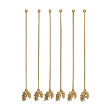 Oak Leaf bastoncini da drink 6 pezzi - Ottone - Ferm Living