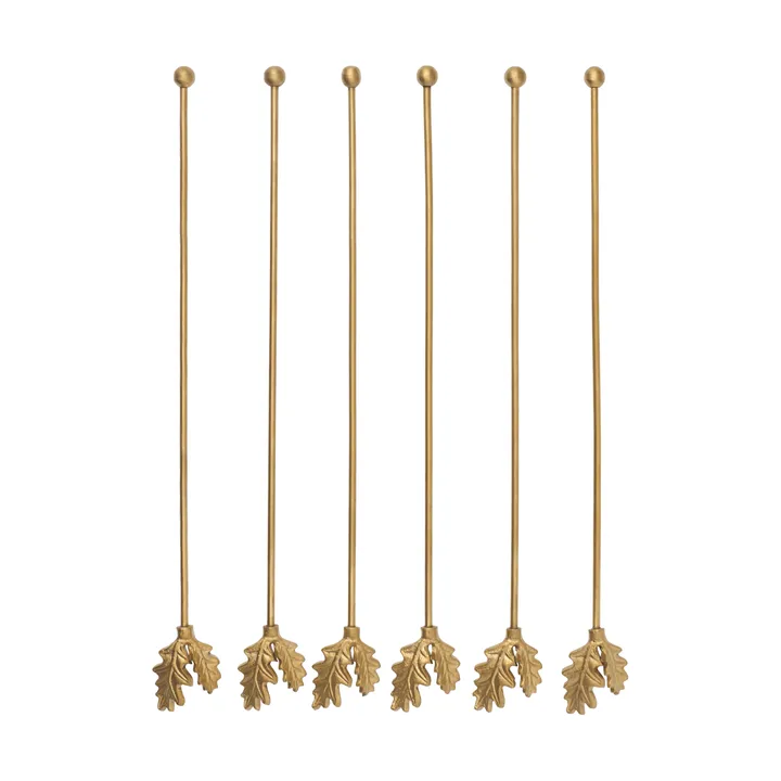Oak Leaf bastoncini da drink 6 pezzi - Ottone - Ferm Living