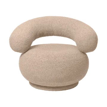 Orbo poltrona lounge girevole - Raw bouclé - Natural - Ferm Living