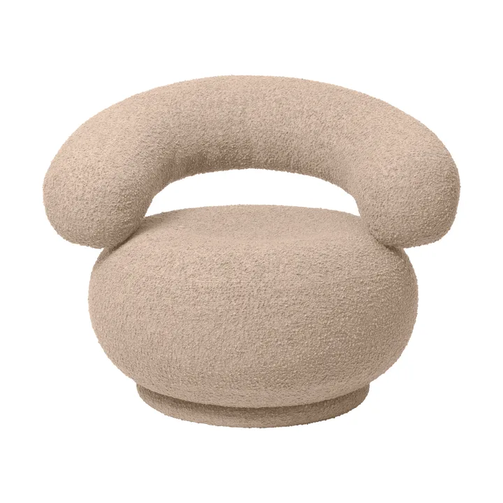 Orbo poltrona lounge girevole - Raw bouclé - Natural - Ferm Living
