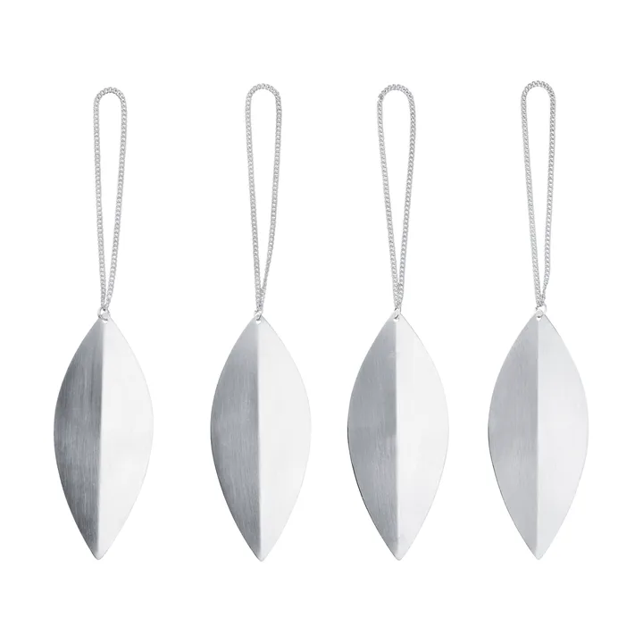 Ornamenti per l'albero di Natale Leaf - Silver, set da 4 - Ferm Living