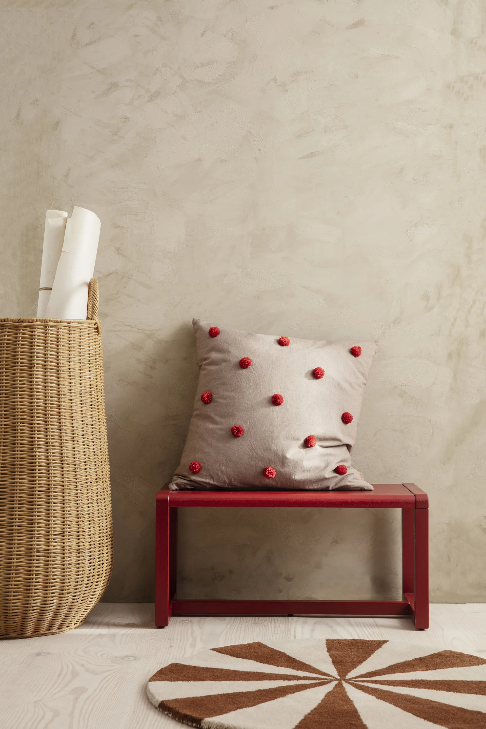 Panchina Little Architecht Bench, Poppy red Ferm Living