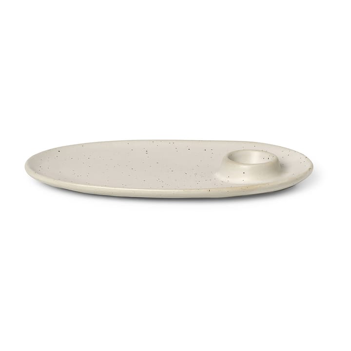 Piatto da colazione Flow 14x23,5 cm - Off-white speckle - Ferm LIVING