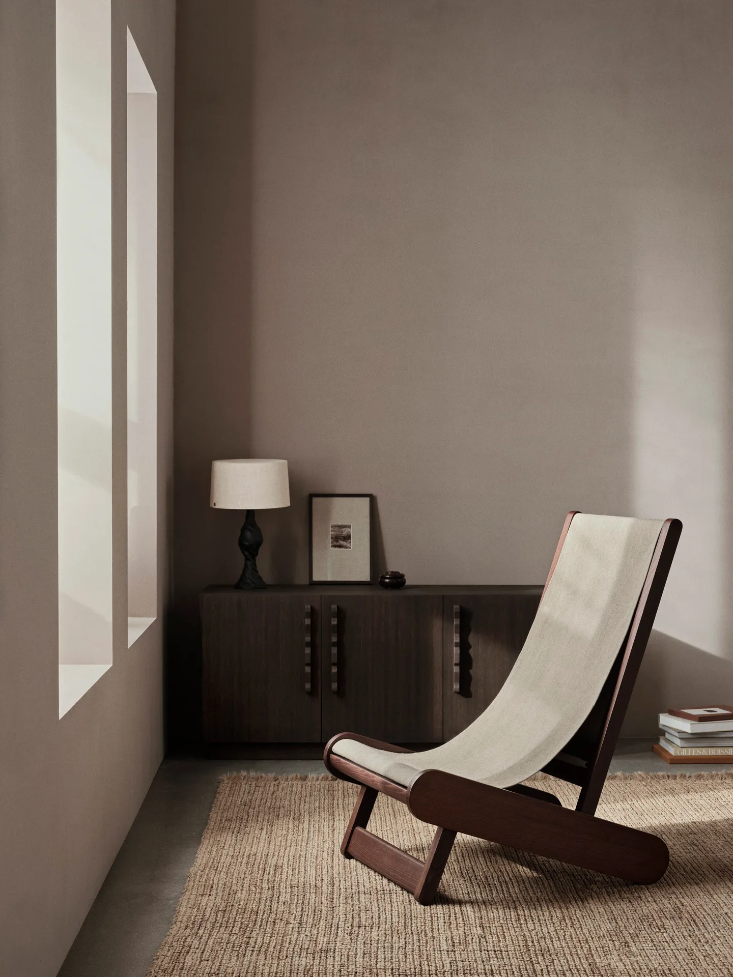 Poltrona lounge Hemi, Dark stained, natural Ferm Living