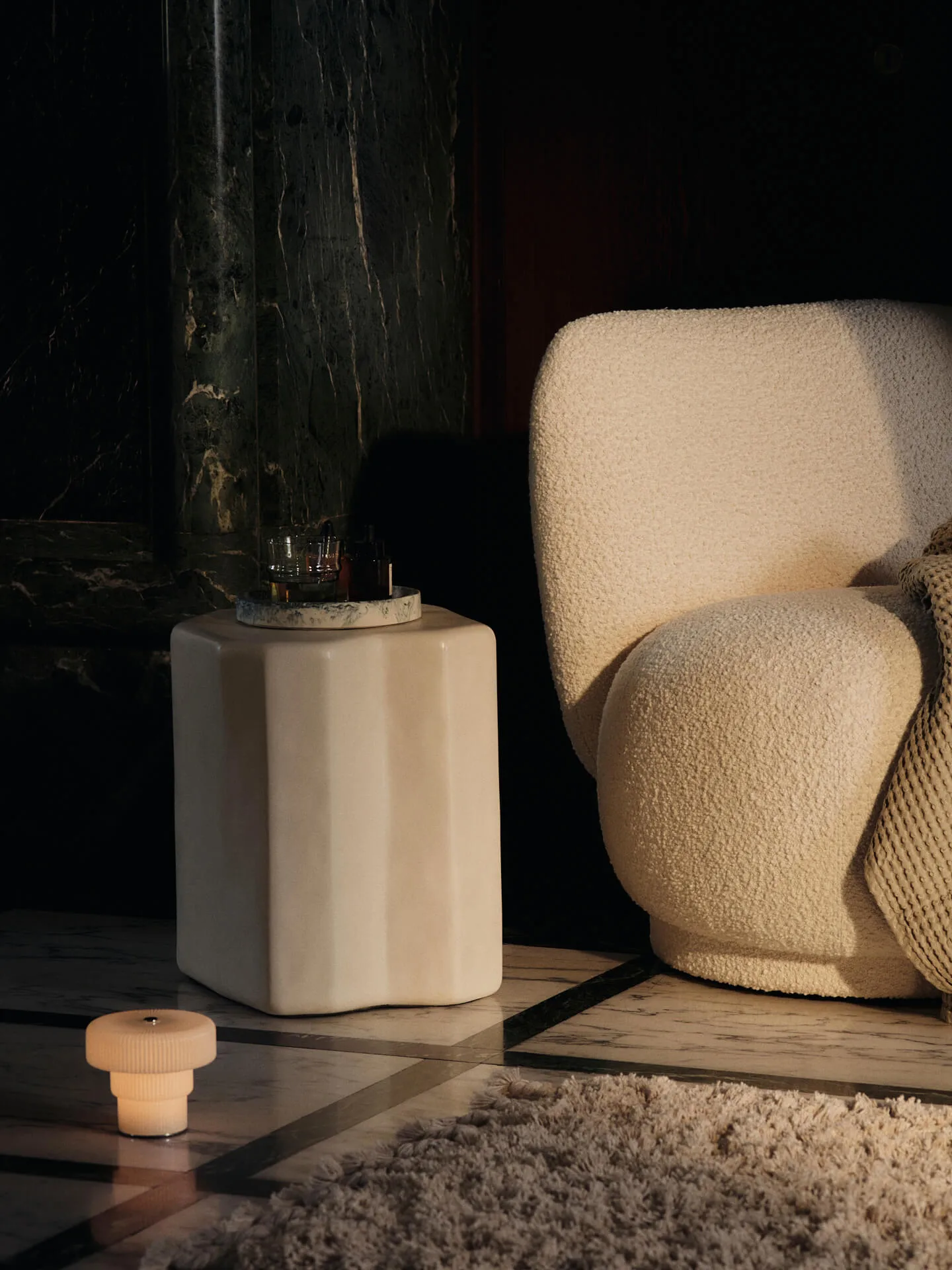 Poltrona lounge Rico piccolo, Nordic Bouclé-Off-white Ferm Living