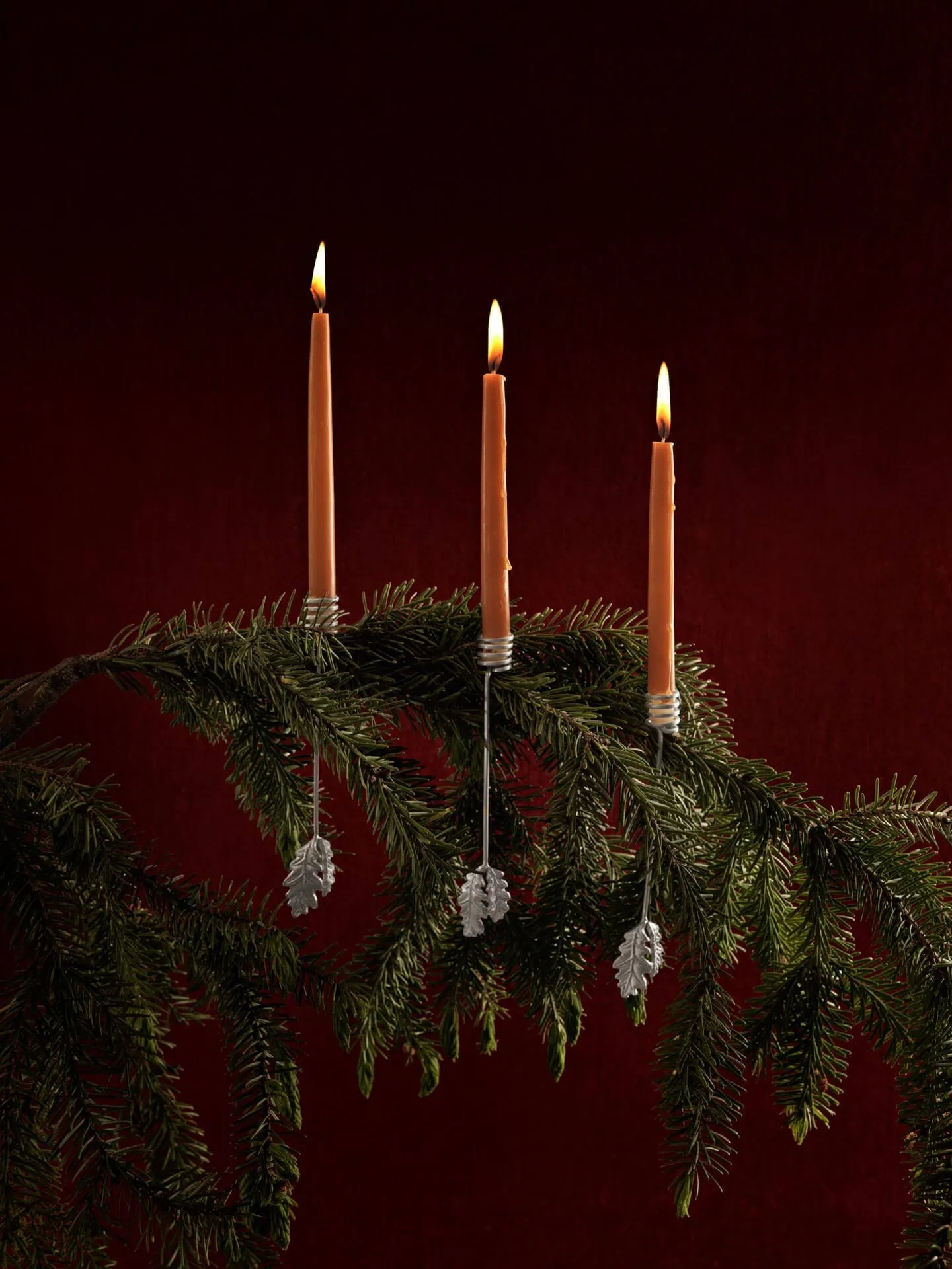Portacandela albero di Natale Oak leaf 4 pezzi, Argento Ferm Living