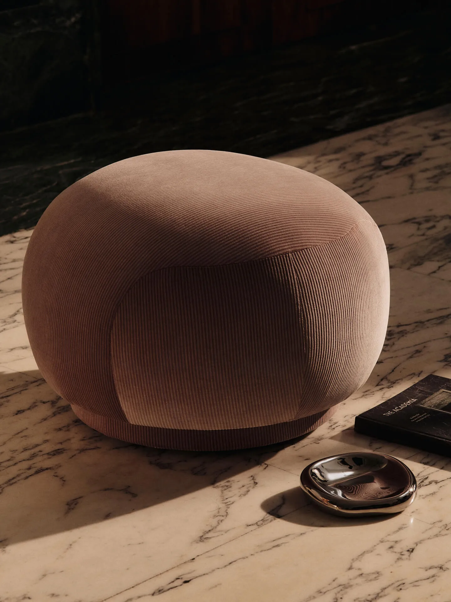 Pouf Rico, Devoré Velvet-blush Ferm Living