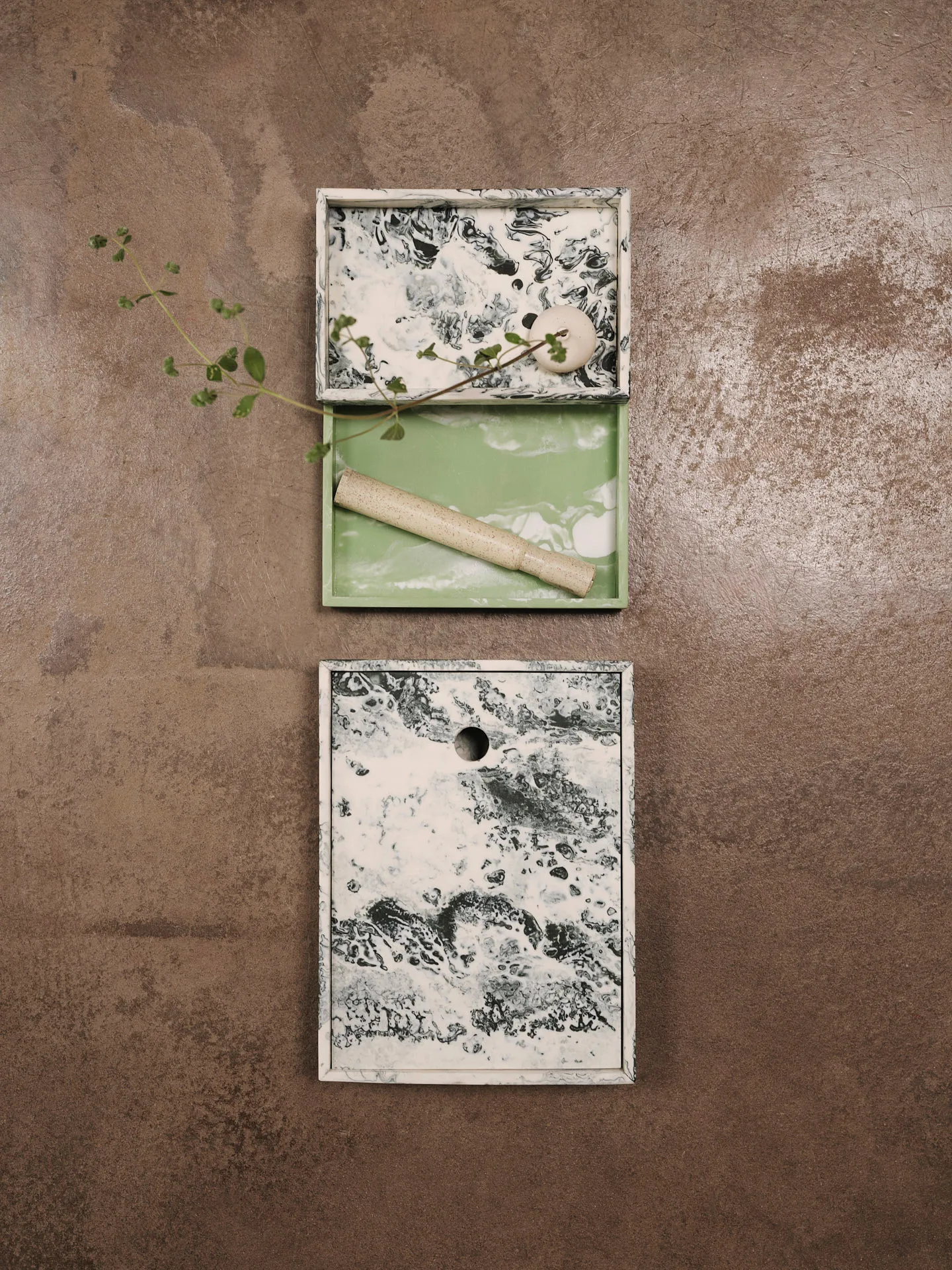 Scatola per conservazione Mist 15x20 cm, Emerald-off white Ferm Living