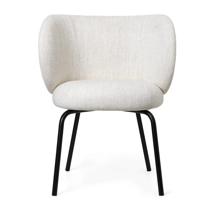 Sedia da pranzo Rico - bouclé - Off-white-nero - Ferm Living