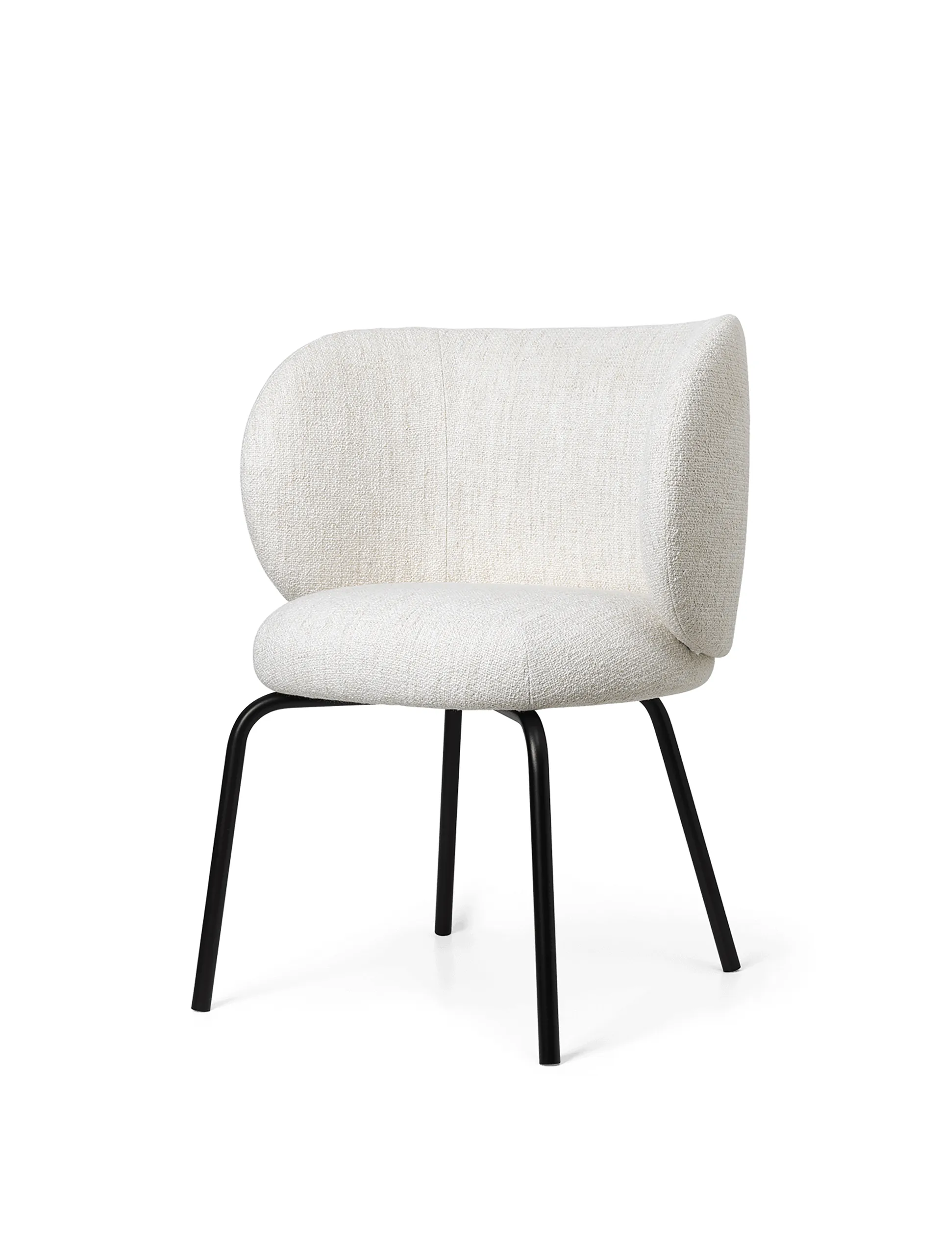 Sedia da pranzo Rico - bouclé, Off-white-nero Ferm Living