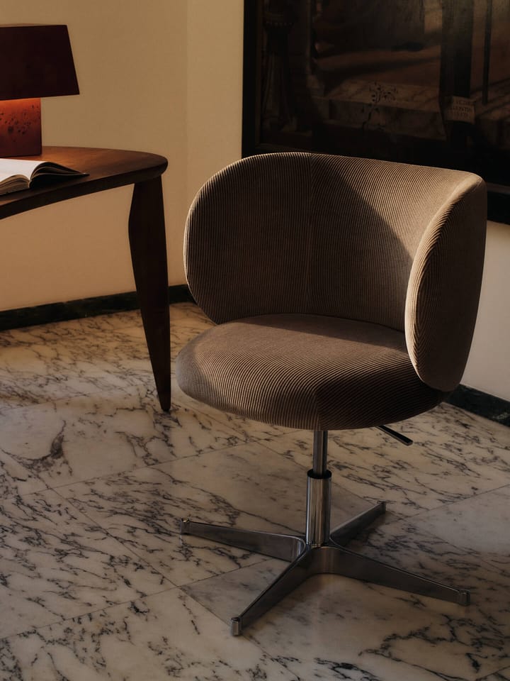 Sedia da pranzo Rico su ruote Devoré Velvet, Flint Grey Ferm Living