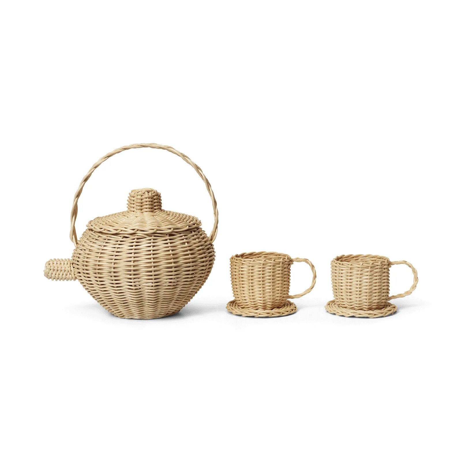 Servizio da tè Rattan 3 pezzi, Natural Ferm Living