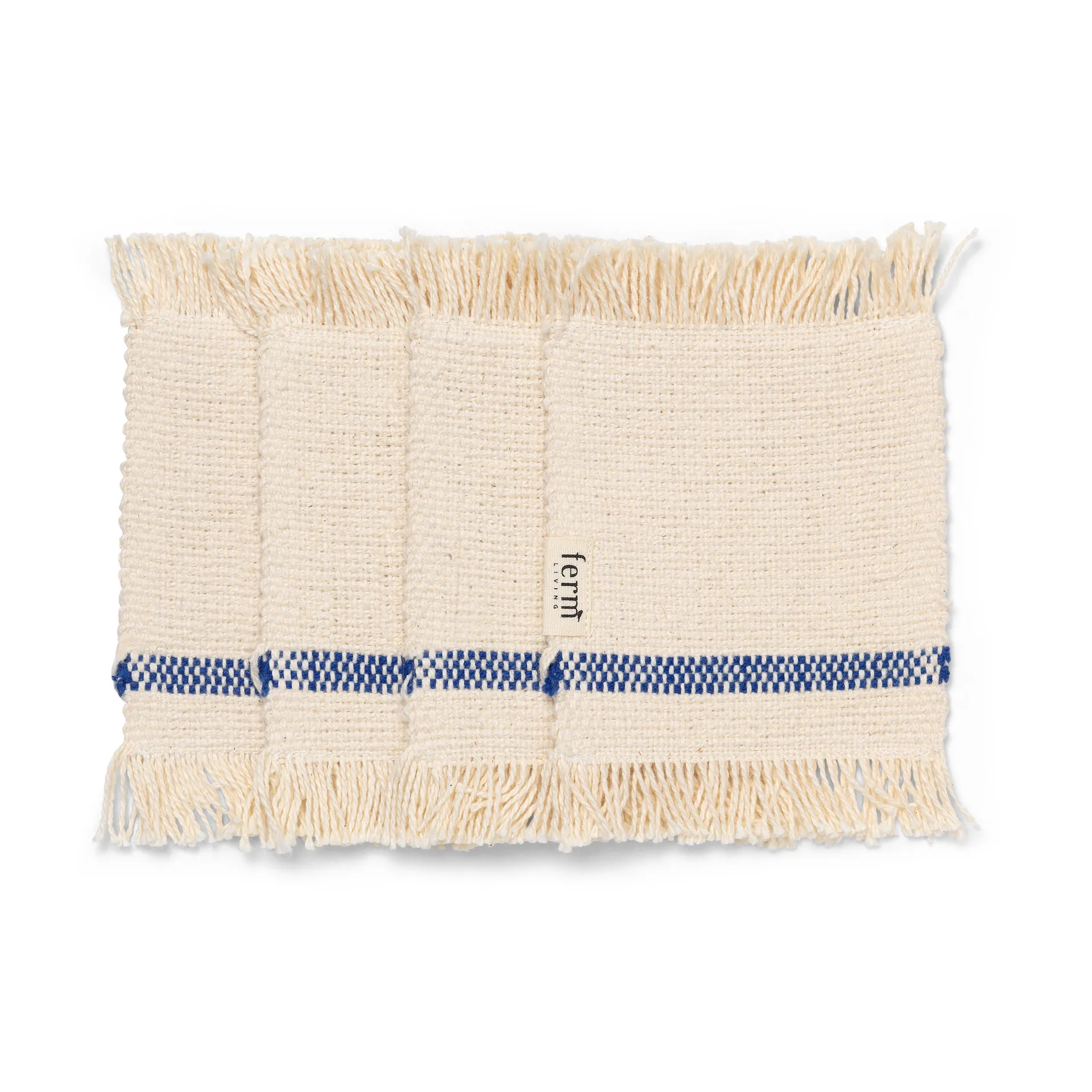 Set di 4 sottobicchieri Savor, 10x14 cm, Off-white/Blu Ferm Living