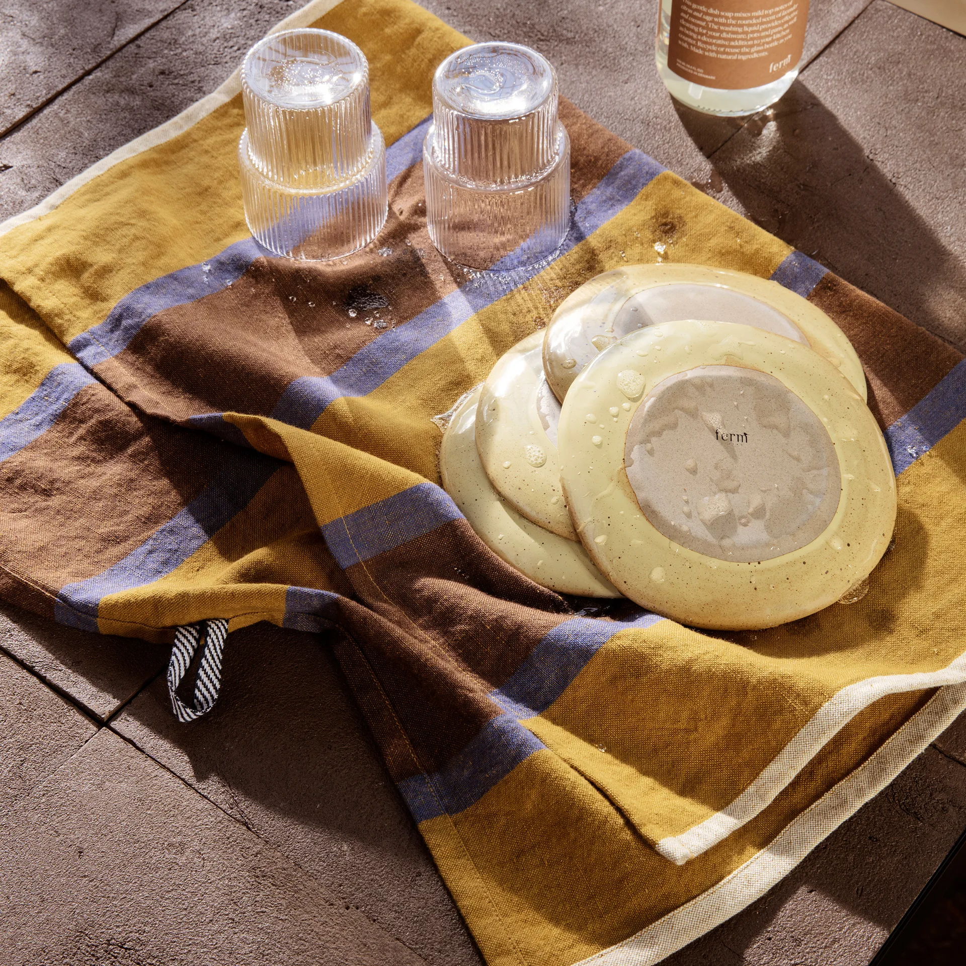 Strofinaccio Hale 50x70 cm, Lime-bright blue-chocolate Ferm Living