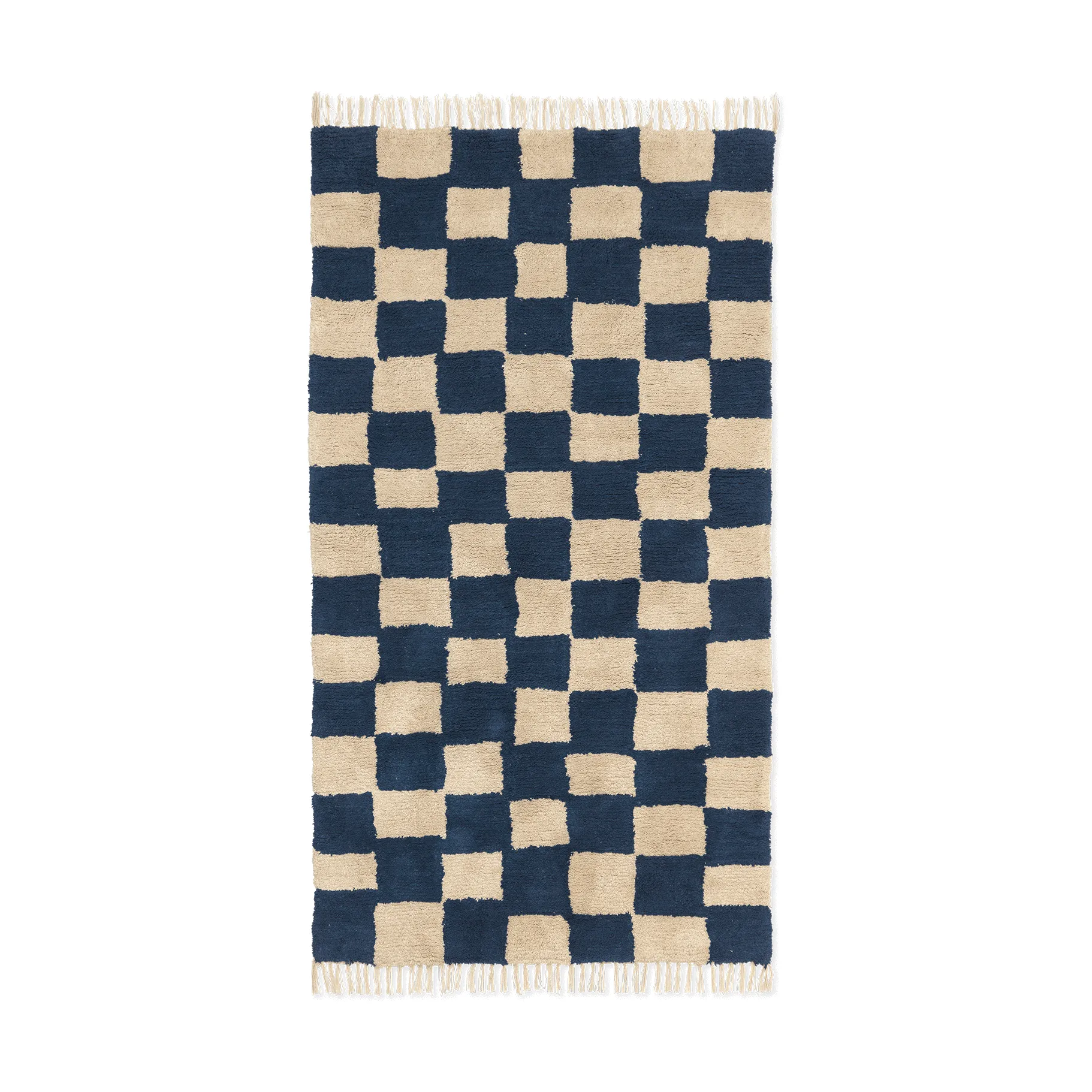 Tappeto in cotone Mara 80x150 cm, Blu profondo-Sabbia calda Ferm Living