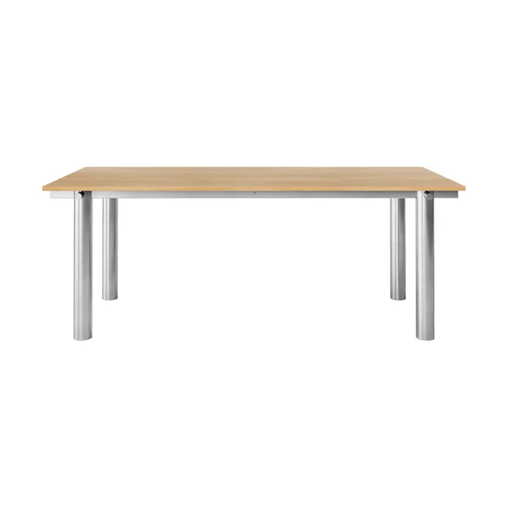 Tavolo da pranzo Atura - Acciaio inossidabile spazzolato-rovere naturale, 90x200 cm - Ferm Living