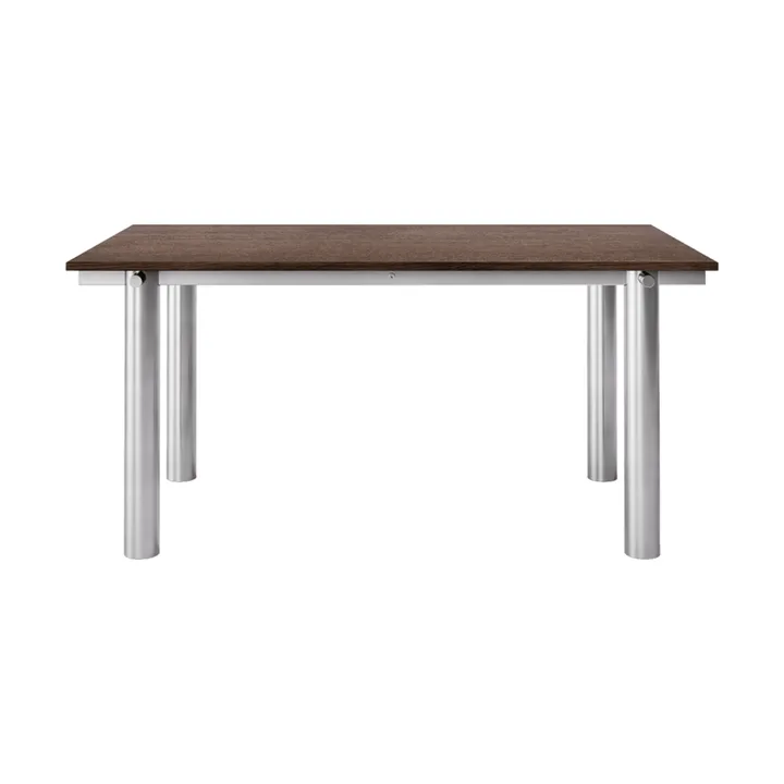 Tavolo da pranzo Atura - Acciaio inox spazzolato-rovere tinto scuro, 90x160 cm - Ferm Living