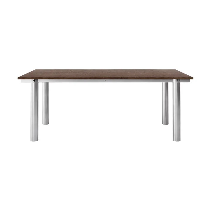 Tavolo da pranzo Atura - Acciaio inox spazzolato-rovere tinto scuro, 90x200 cm - Ferm Living
