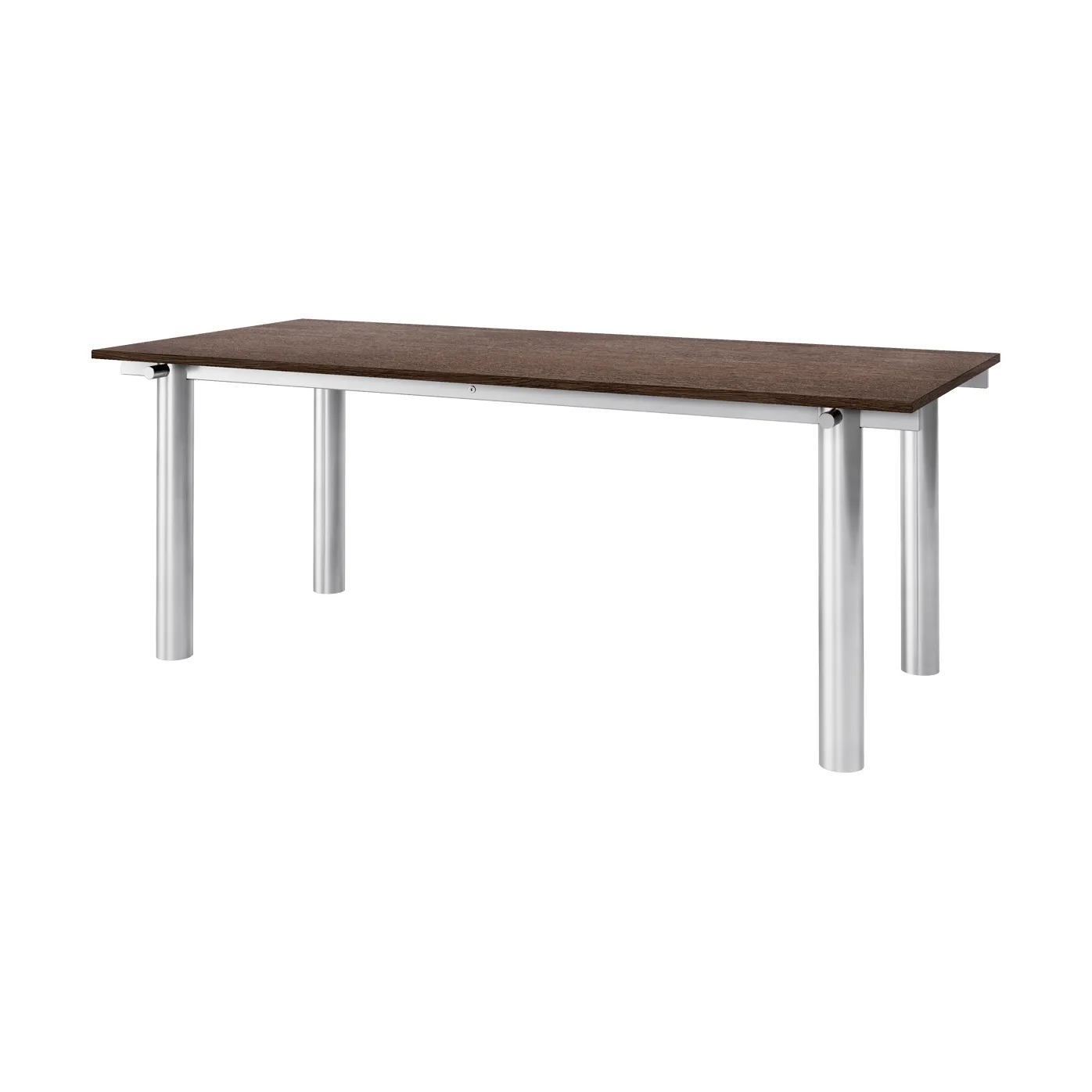 Tavolo da pranzo Atura, Acciaio inox spazzolato-rovere tinto scuro, 90x200 cm Ferm Living