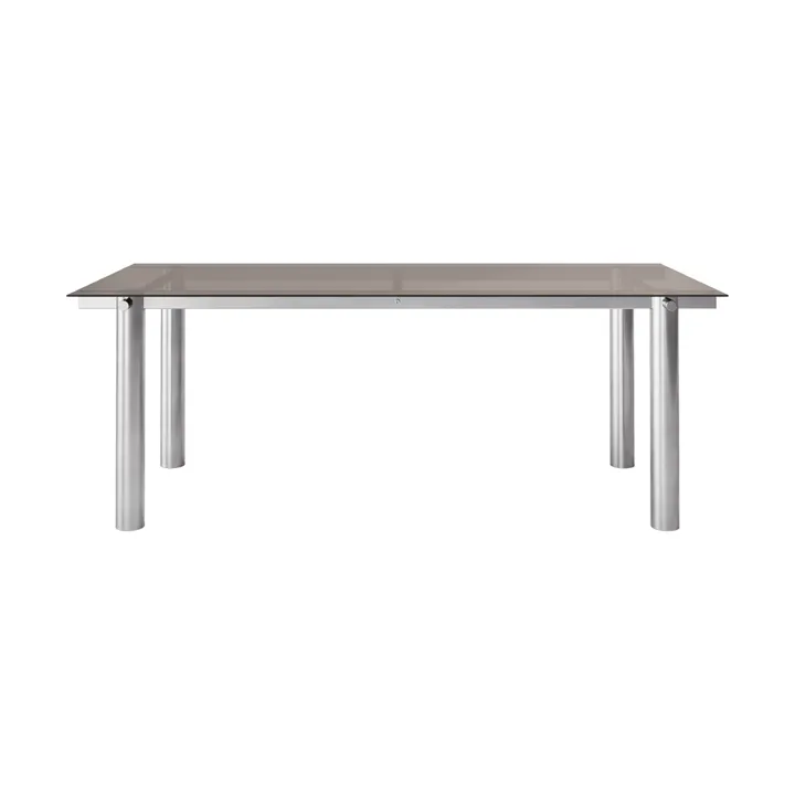 Tavolo da pranzo Atura - Brushed Stainless Steel/Dark Tinted Glass, 90x200 cm - Ferm Living