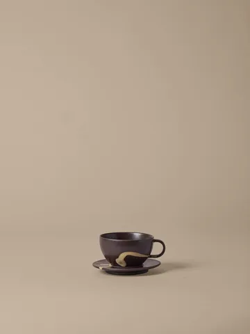 Tazza con piattino Koyo 36 cl - Dark brown-buff - Ferm Living