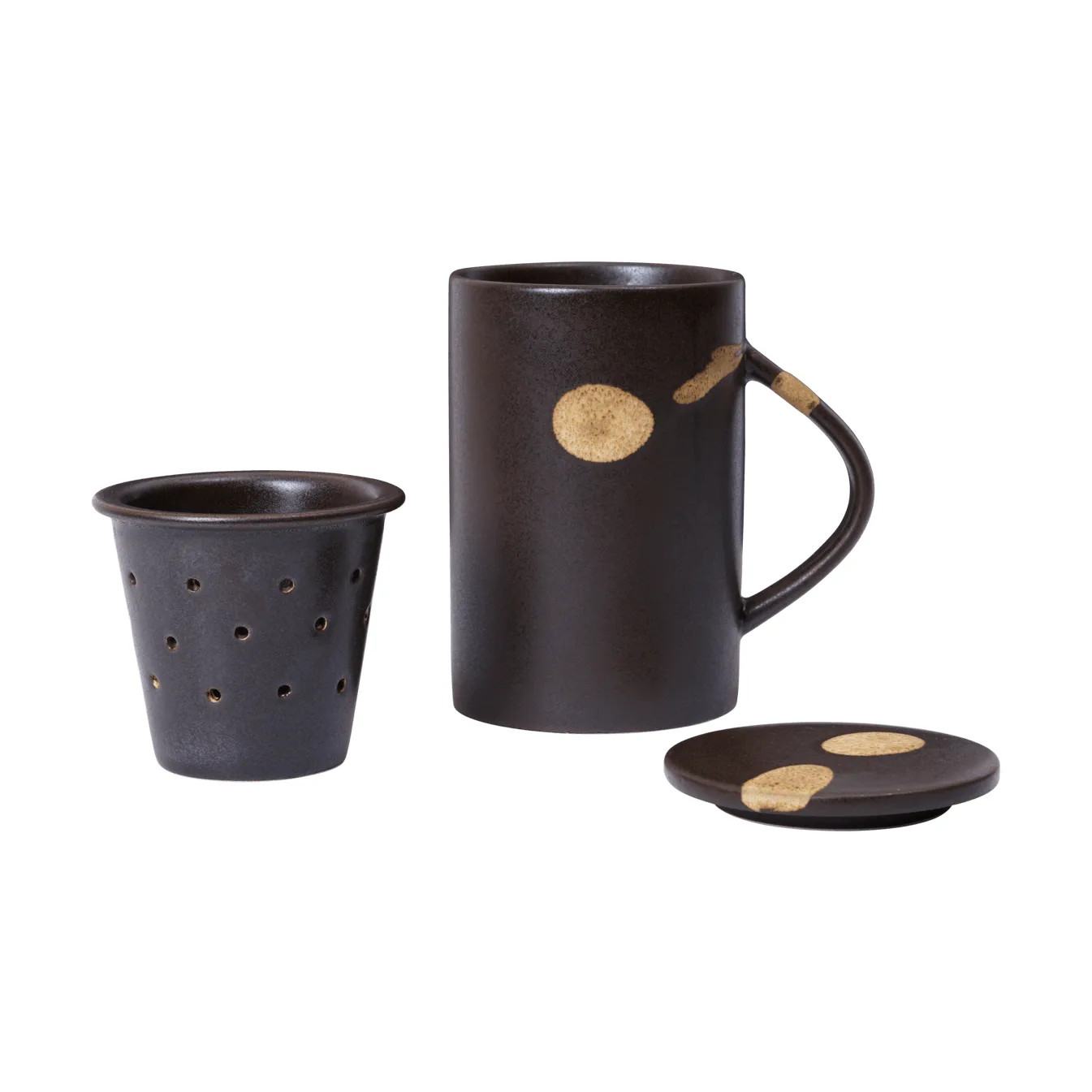 Tazza da tè Koyo con filtro per tè 40 cl, Dark brown-buff Ferm Living