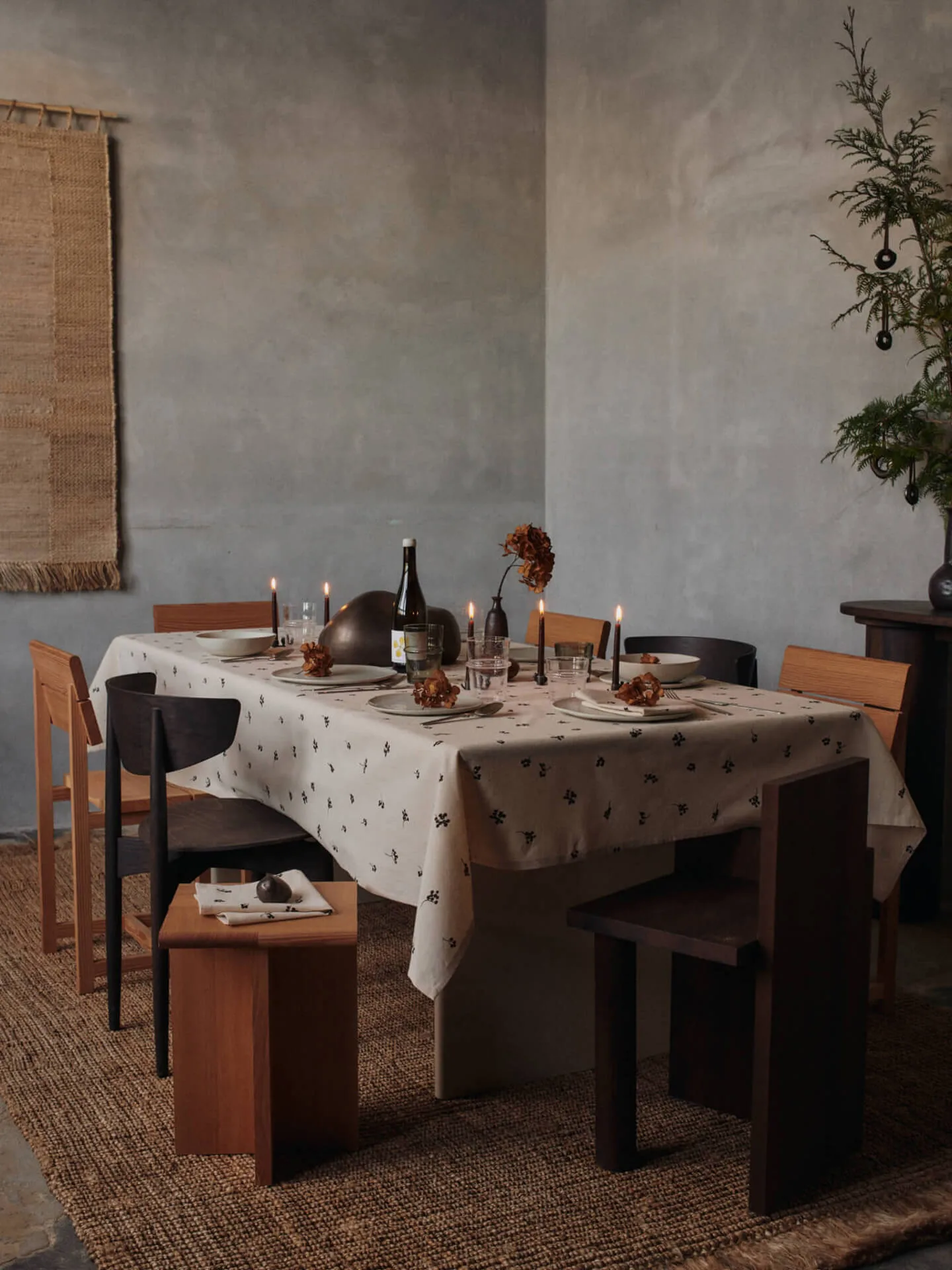 Tovaglia Baies 150x240 cm, Natural-dark chocolate Ferm Living