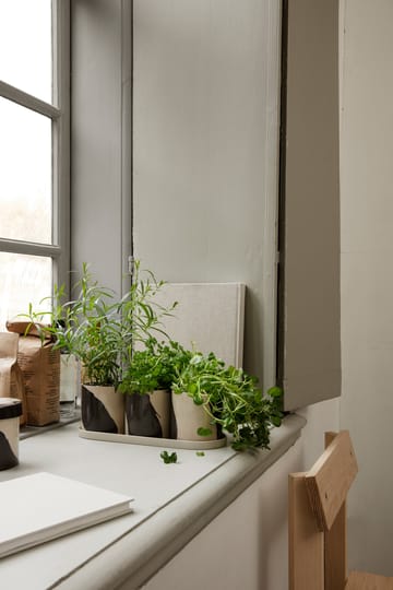Vaso per erbe aromatiche con piattino Inlay 4 pezzi - Sand-brown - Ferm Living