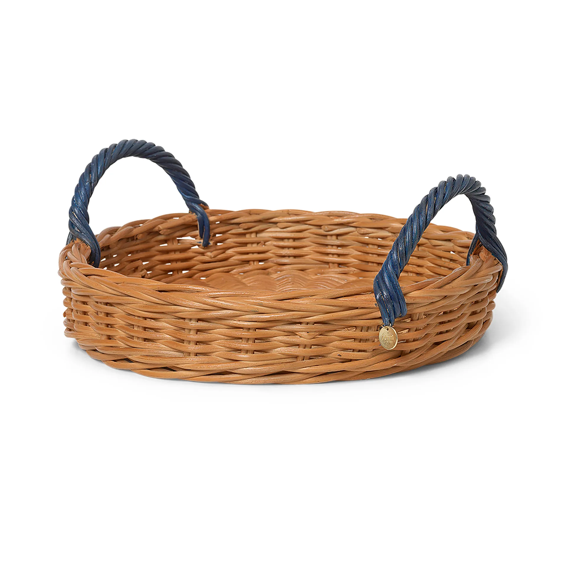Vassoio con manici blu Ø 30 cm, Naturale-blu Ferm Living