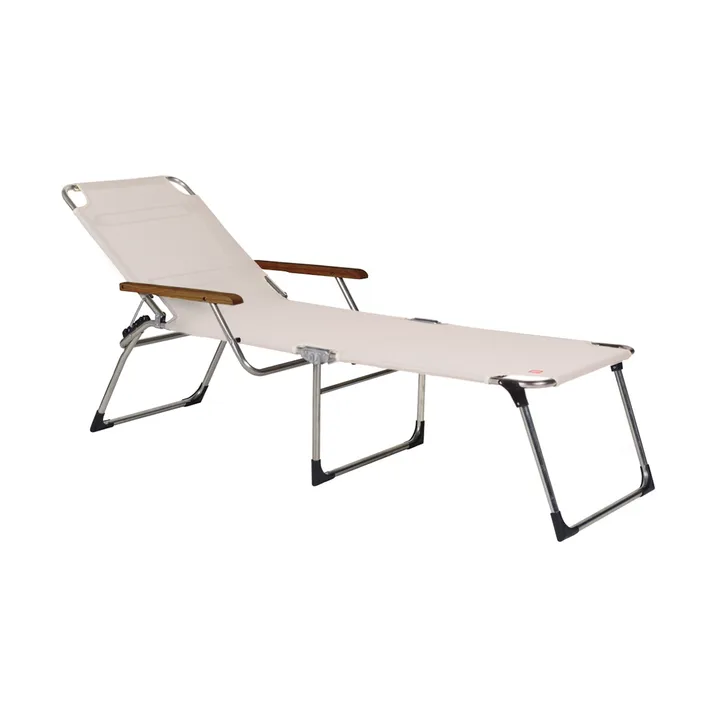 Lettino prendisole Amigo con schienale alto e braccioli - Bianco-beige - Fiam