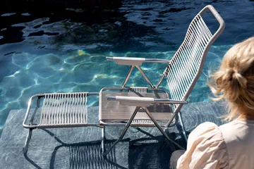 Lettino prendisole Spaghetti con poggiapiedi - Grigio - Fiam