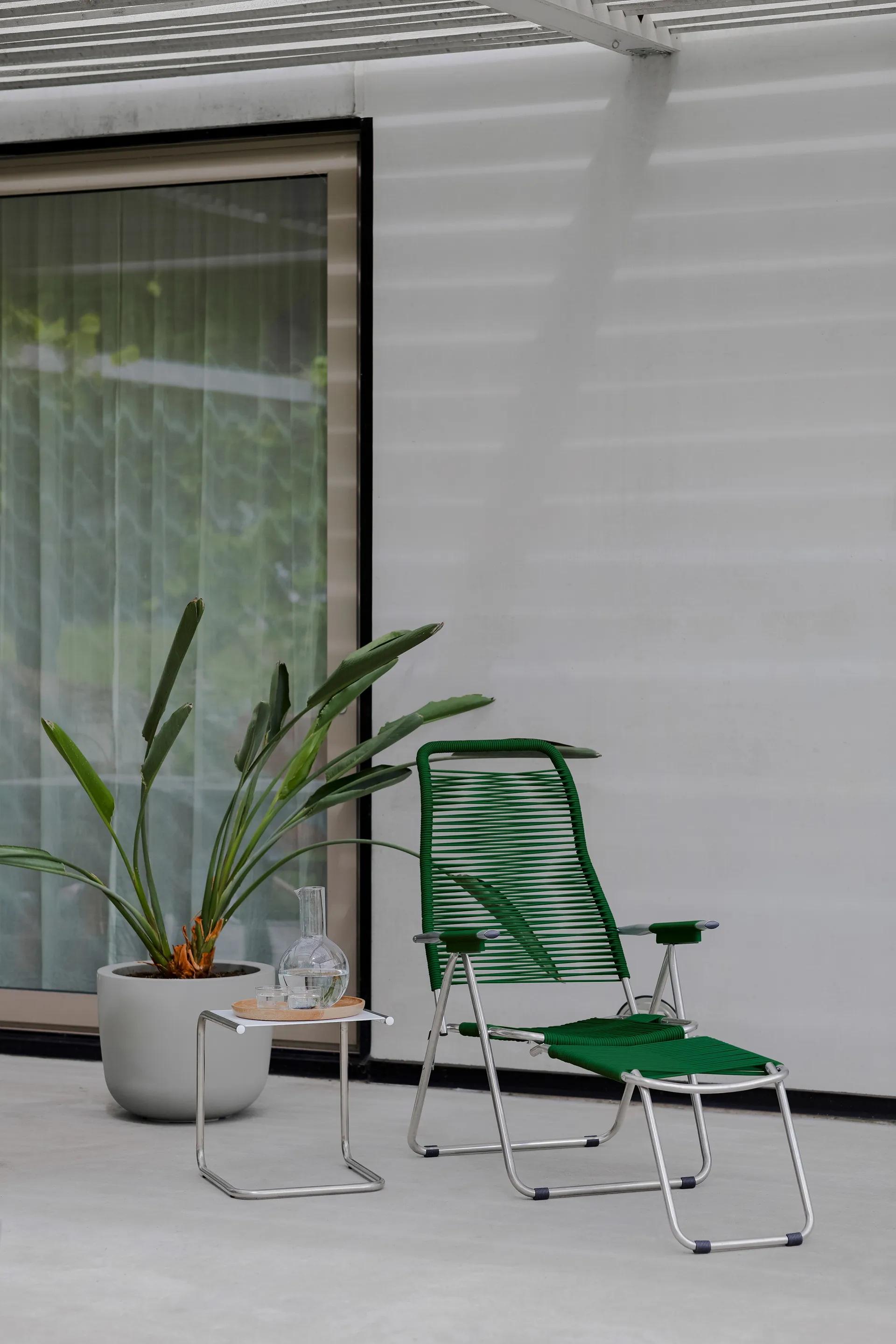 Lettino prendisole Spaghetti con poggiapiedi, Verde Fiam