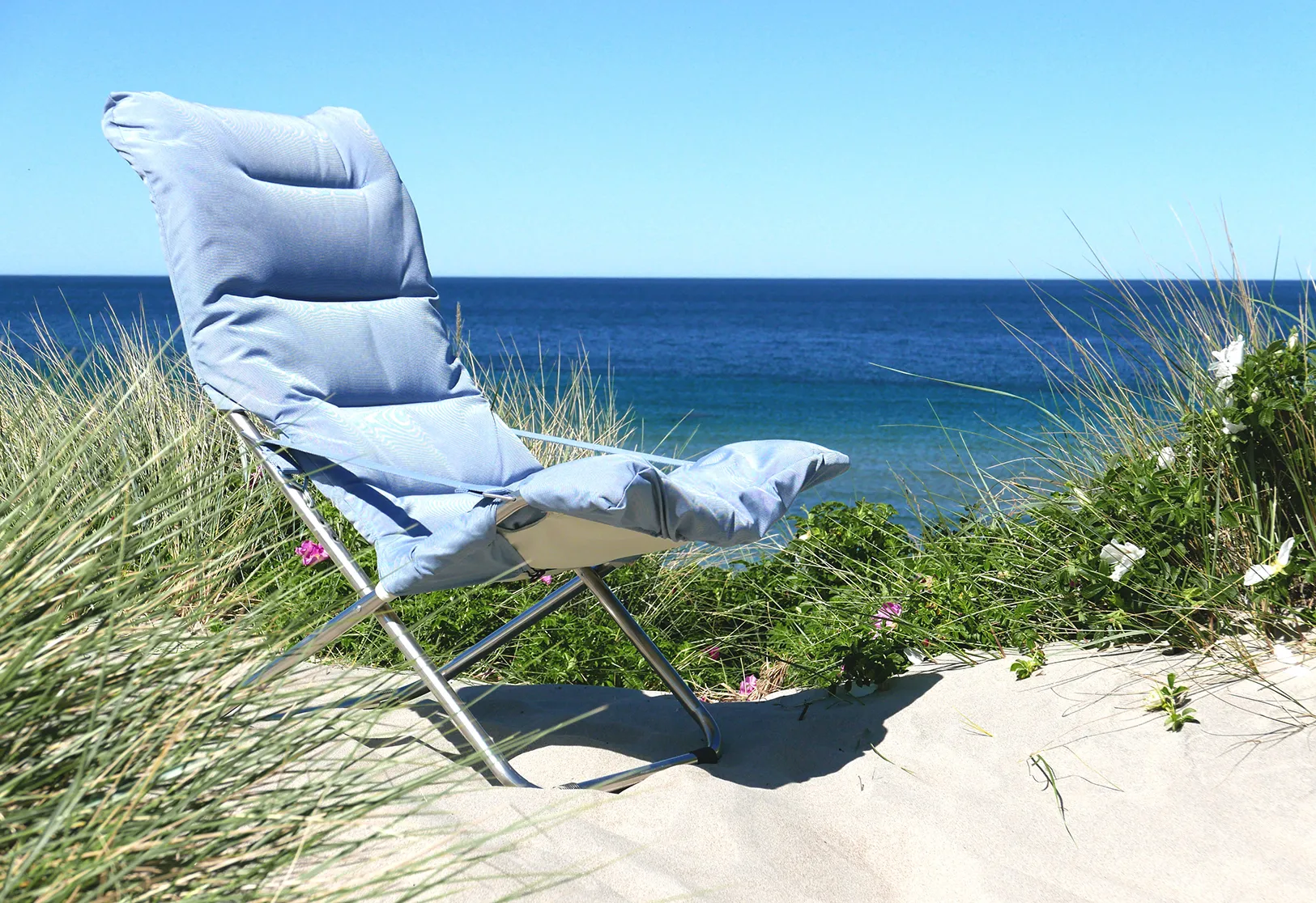 Sedia a sdraio Fiesta Soft, Azzurro-beige supertex Fiam