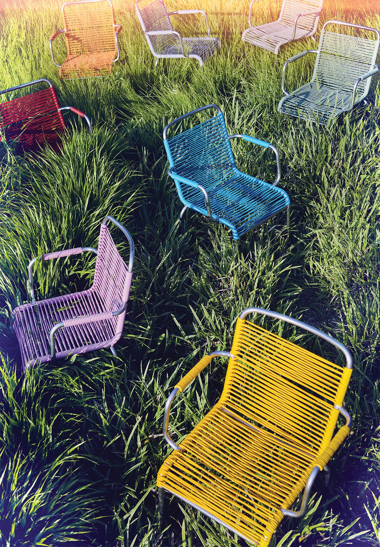 Sedia con braccioli Mya in alluminio, Sage Green Fiam