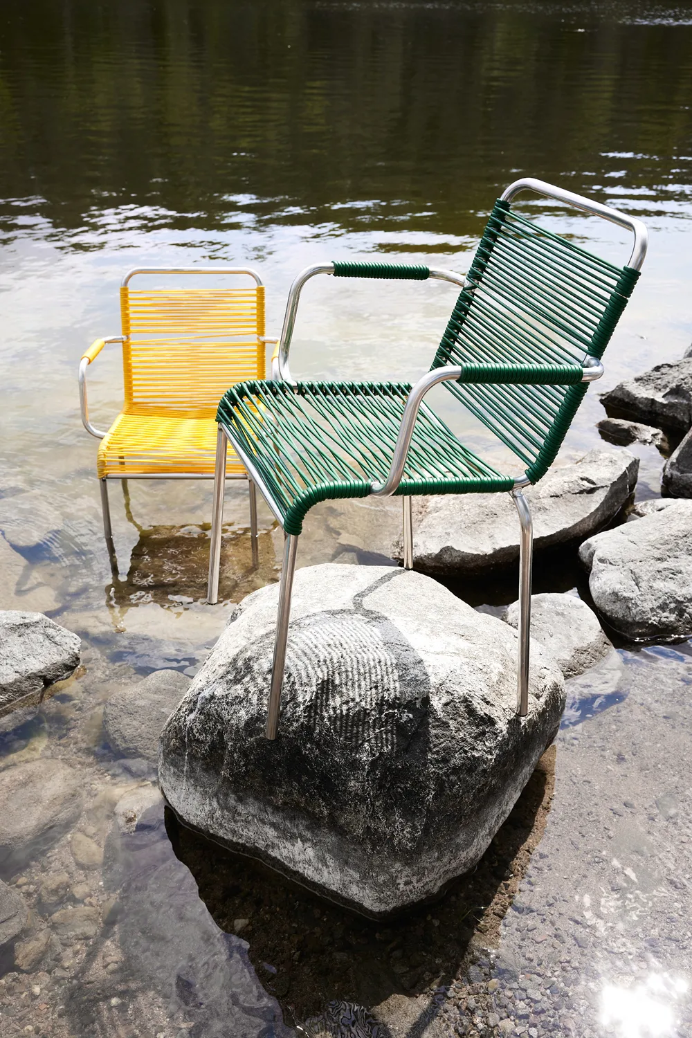 Sedia con braccioli Mya Spaghetti, Verde scuro Fiam