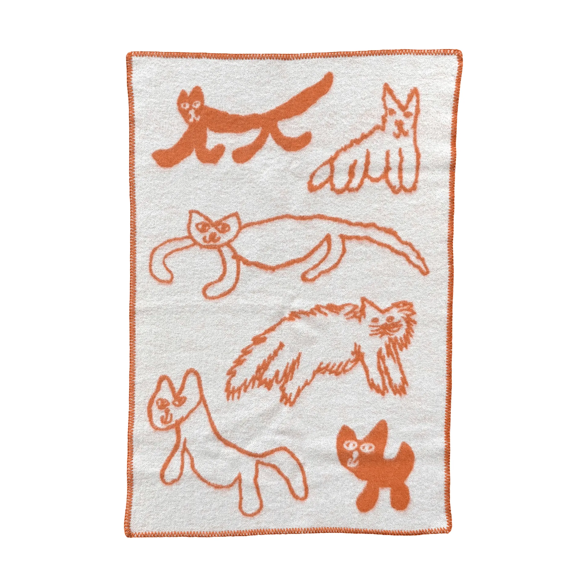 Cats plaid in lana, Arancione, 65x95 cm Fine Little Day