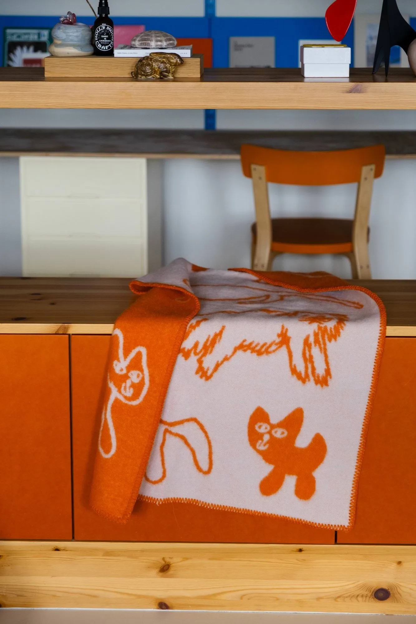 Cats plaid in lana, Arancione, 65x95 cm Fine Little Day