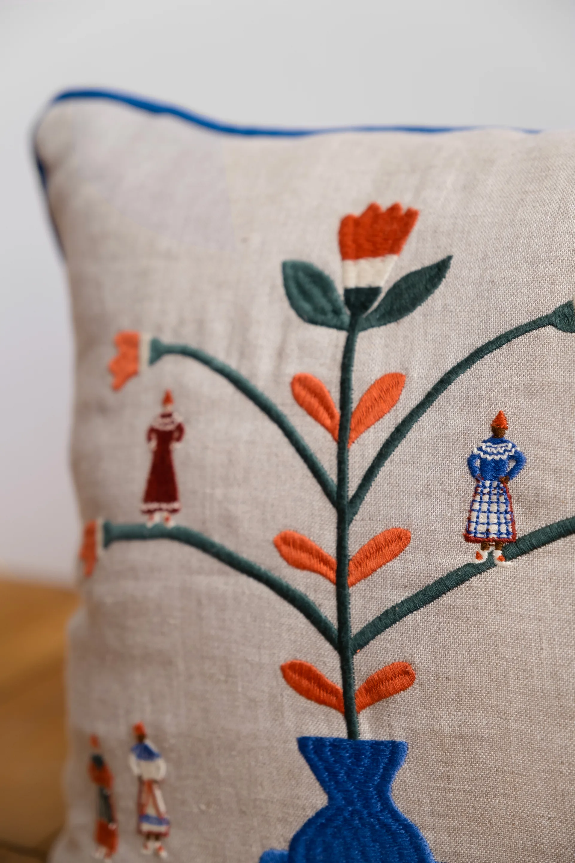 Federa Högtid 38x38 cm, Colore naturale, blu Fine Little Day