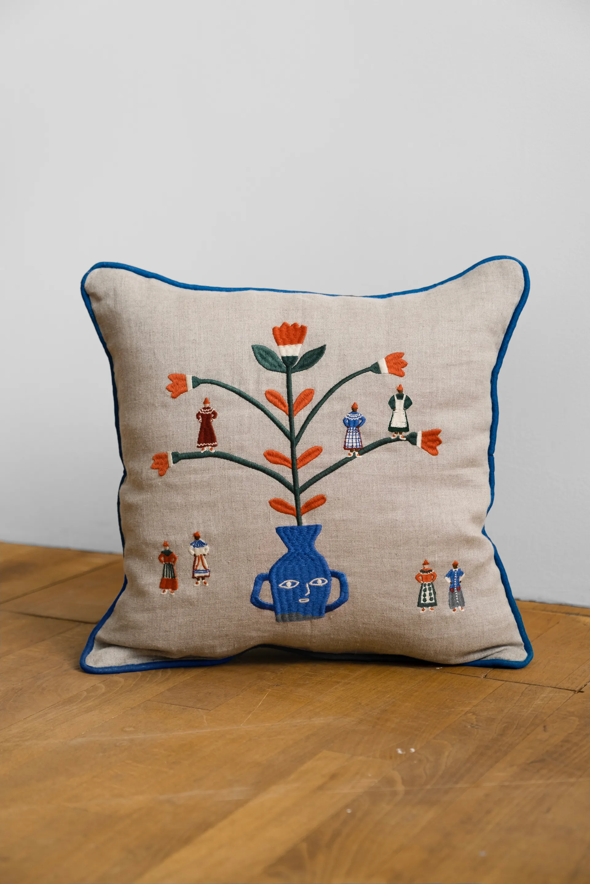 Federa Högtid 38x38 cm, Colore naturale, blu Fine Little Day