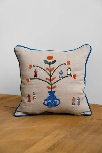 Federa Högtid 38x38 cm - Colore naturale, blu - Fine Little Day