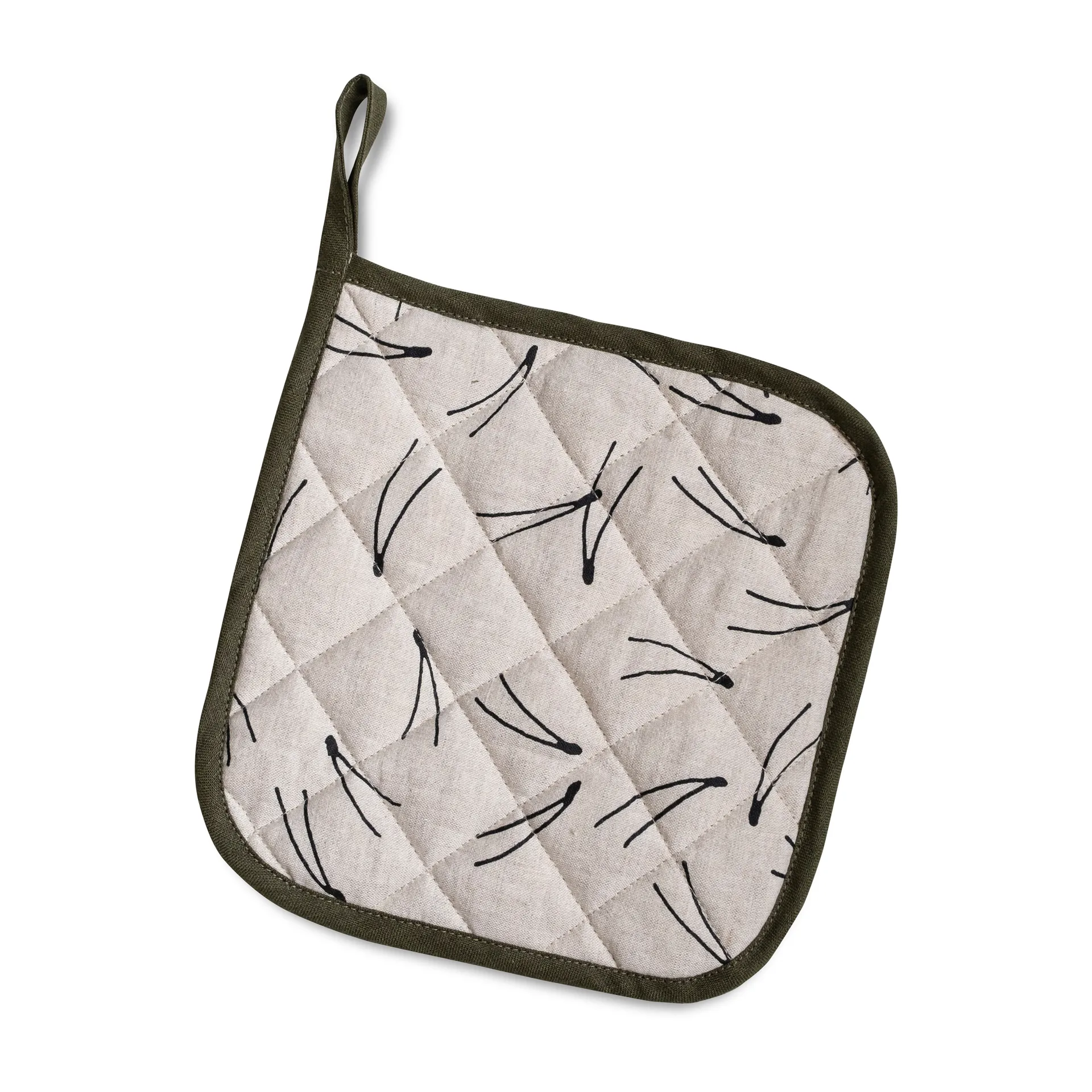 Guanto da forno trapuntato Barr 21x21 cm, Naturale-nero Fine Little Day