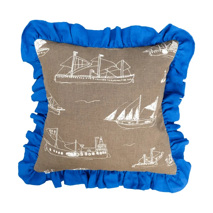 Ohoy federa per cuscino - Marrone-naturale-blu, 48x48 cm - Fine Little Day