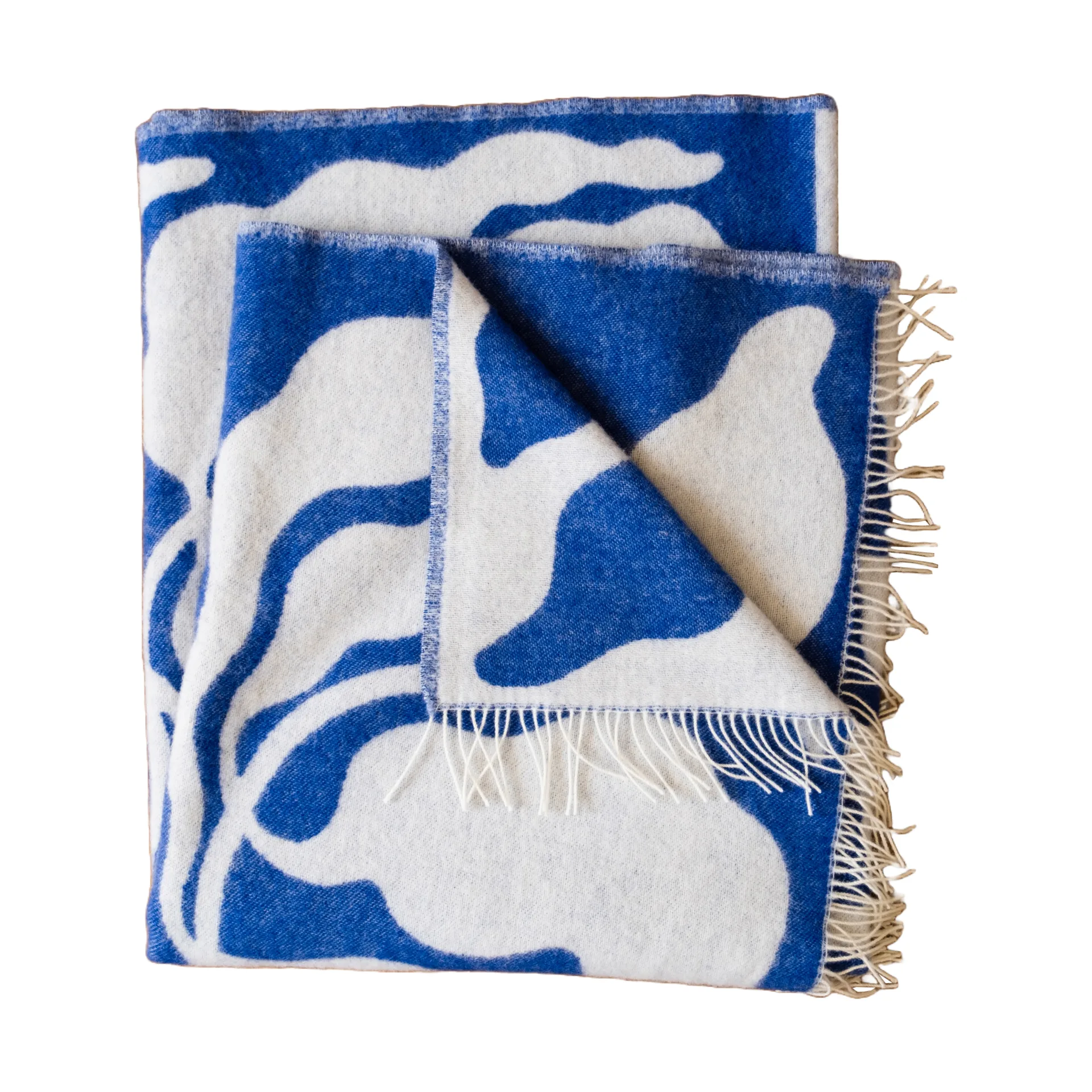 Plaid Leaves 130x220 cm, Blu-bianco Fine Little Day