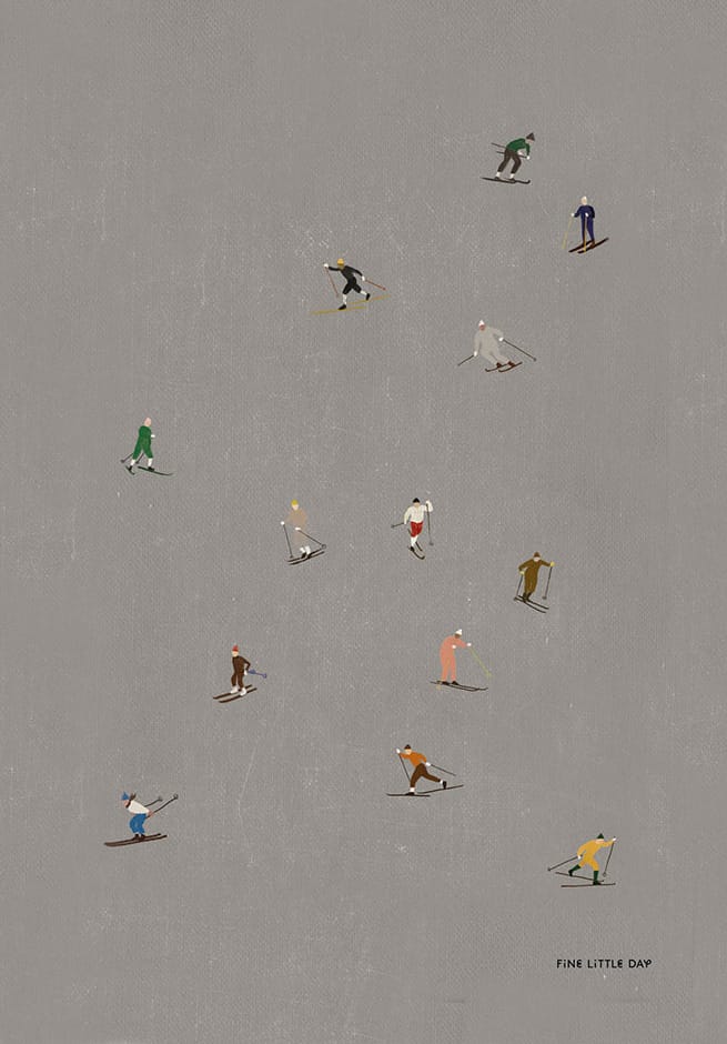 Poster Skiers 50x70 cm - grigio - Fine Little Day