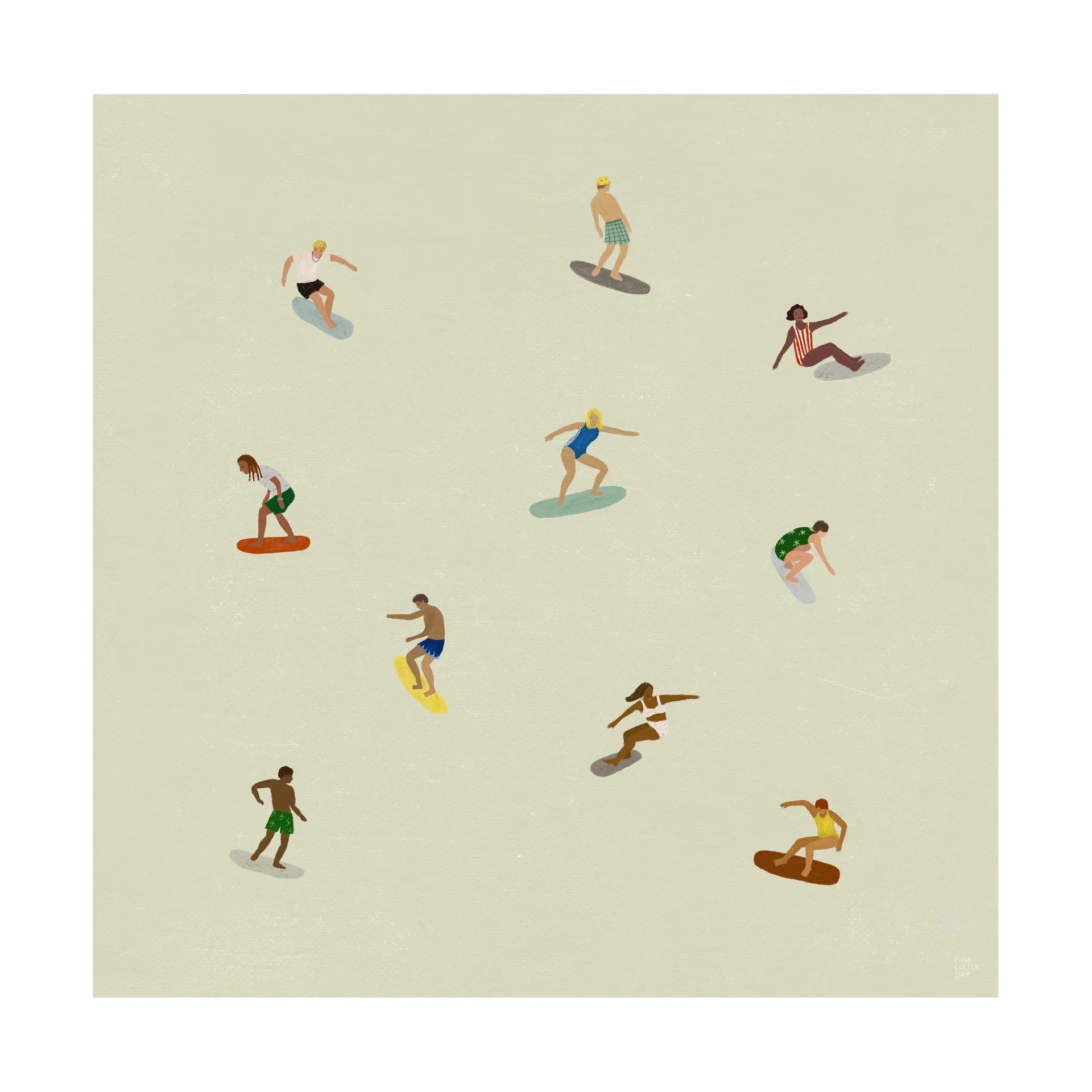 Poster surfers, Beige, 40x40 cm Fine Little Day