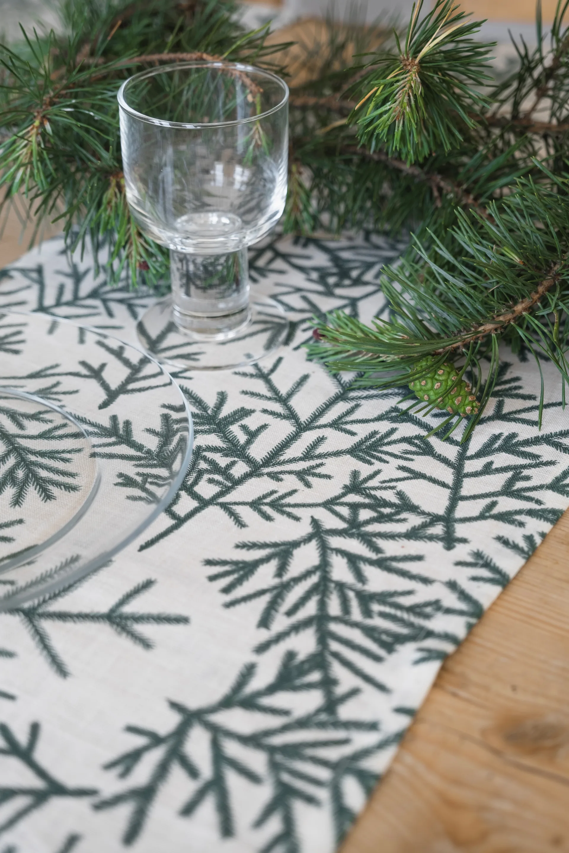 Runner Granris, Bianco, verde Fine Little Day
