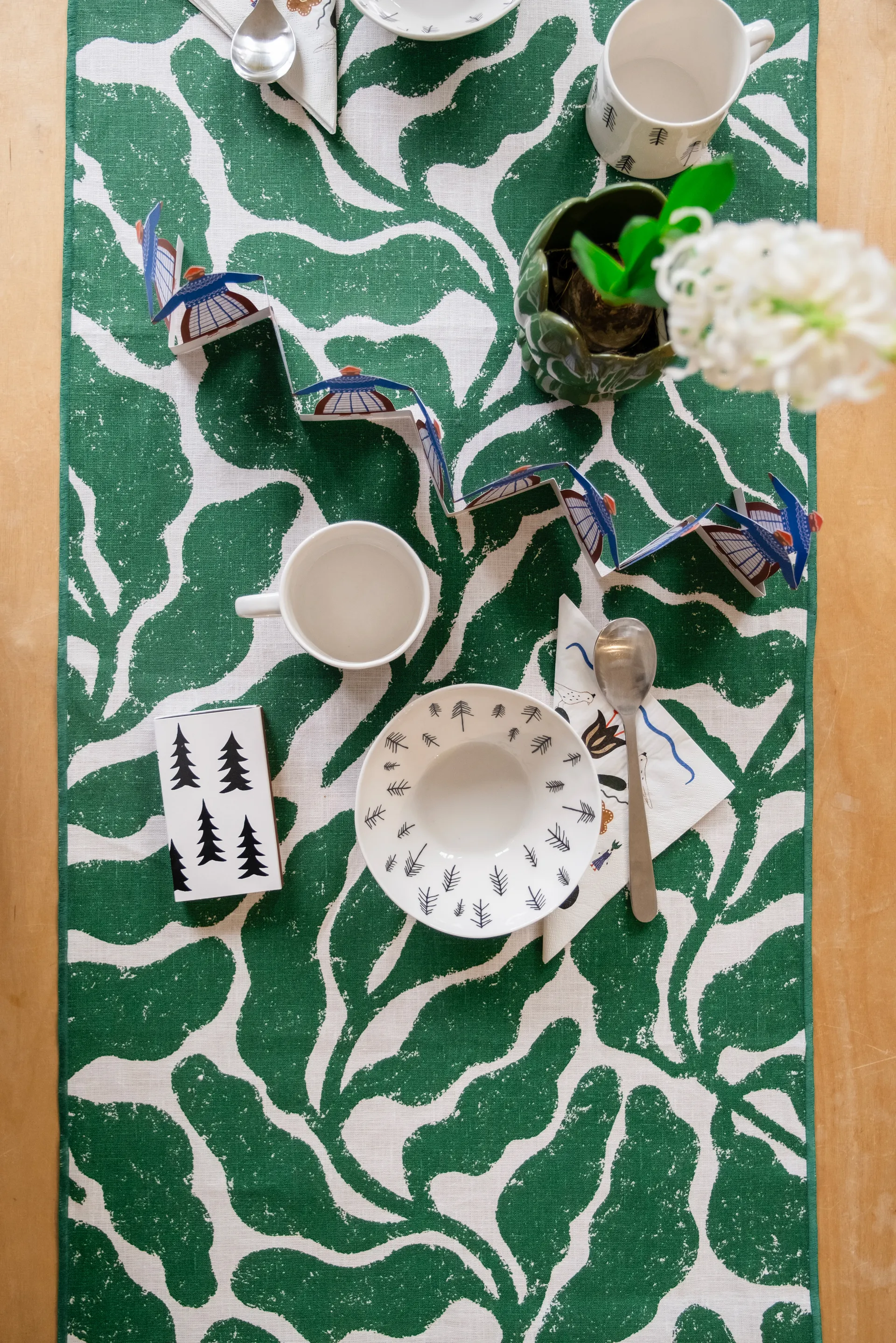 Runner Leaves, Verde, 45x180 cm Fine Little Day