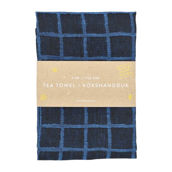 Strofinaccio Rutig in jacquard 47x70 cm, Blu, nero Fine Little Day