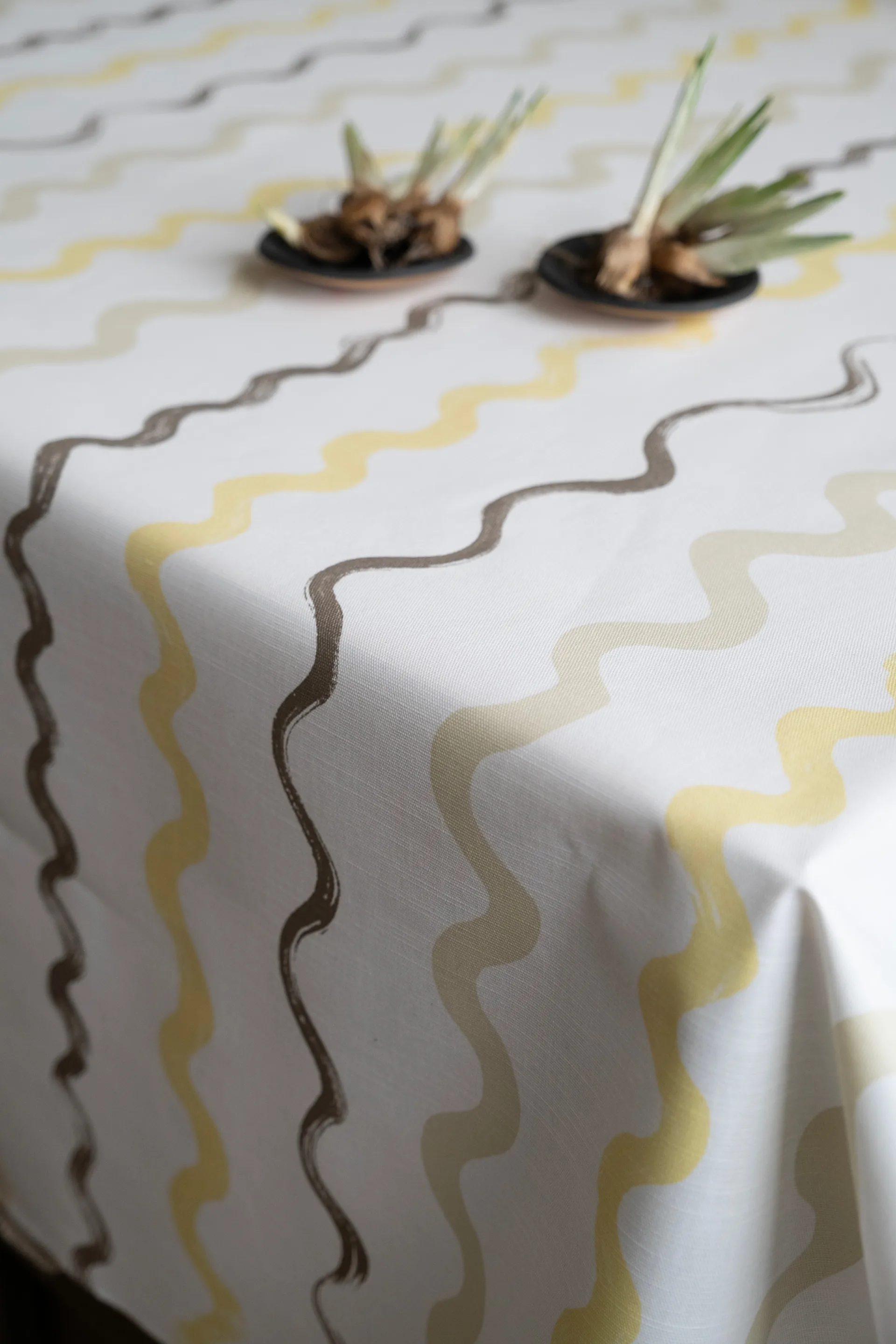 Tela cerata Randig, Bianco, giallo Fine Little Day