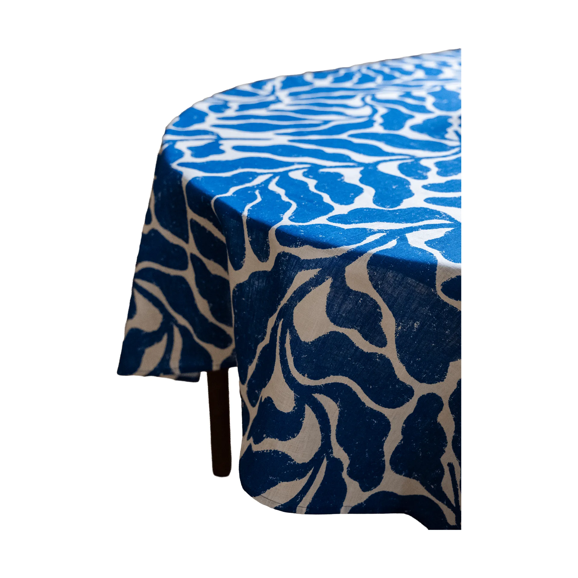 Tovaglia Leaves, Bianco-blu, 147x147 cm Fine Little Day